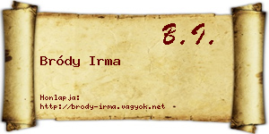Bródy Irma névjegykártya